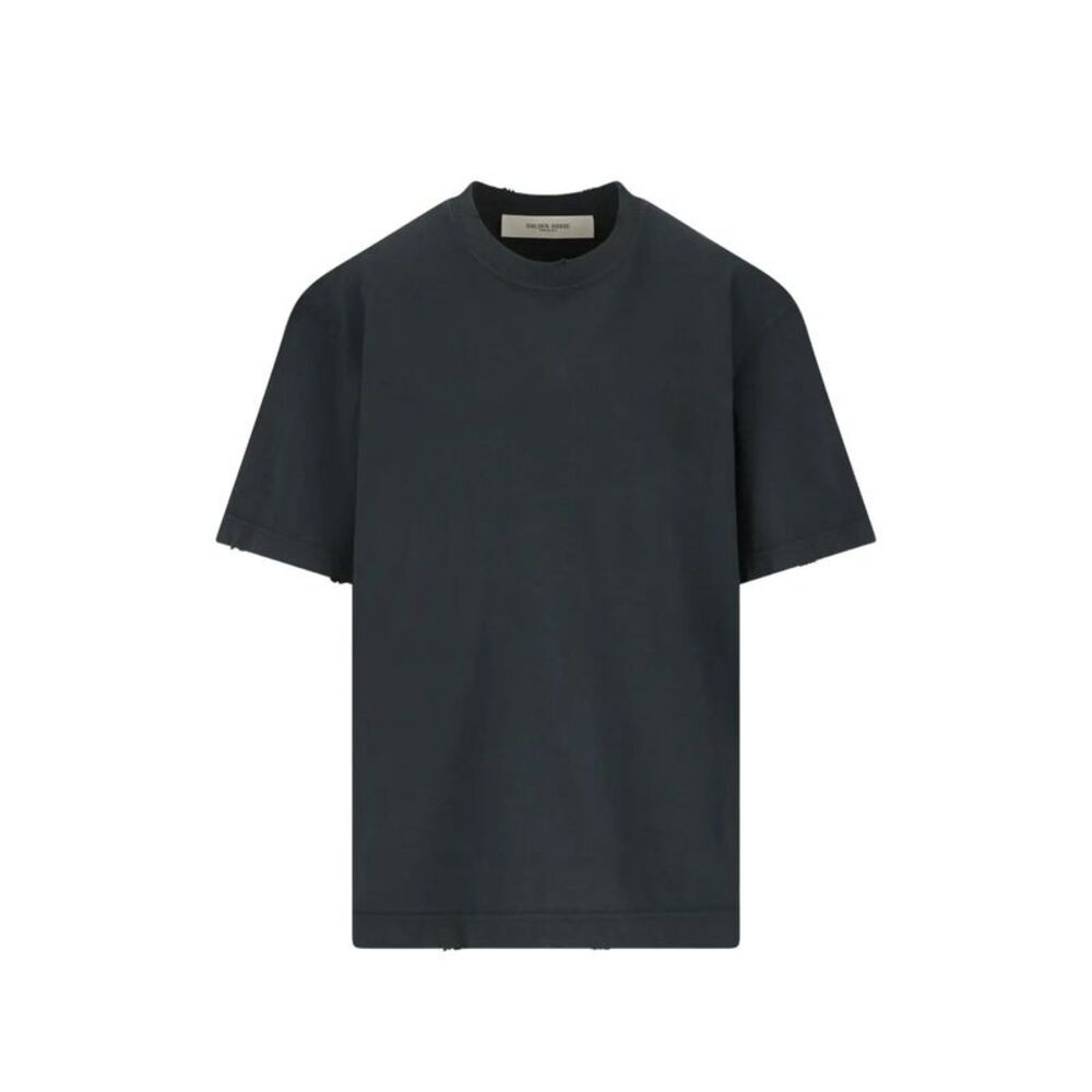 Golden Goose Men Aged-Effect Cotton T-Shirt With Reverse Logo On The Back